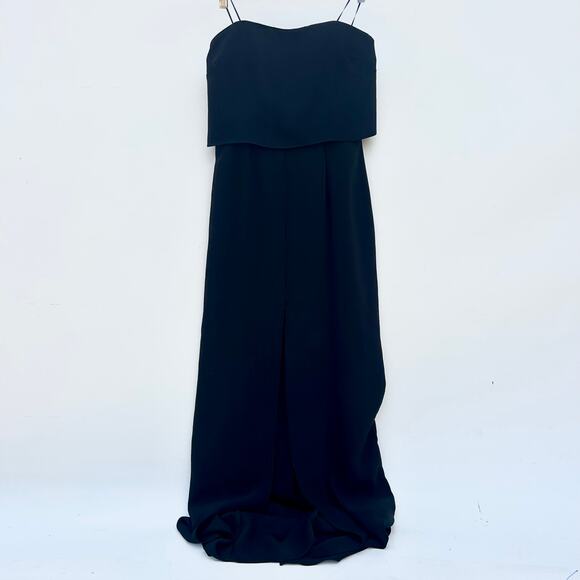 Amanda Uprichard Overlay Strapless Maxi Dress Black Gown Formal Long Medium - Picture 3 of 12